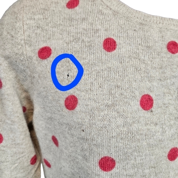 Rachel Zoe Beige & Pink Polka Dot 100% 2-Ply Cashmere Sweater Size Large M22 - Picture 2 of 8